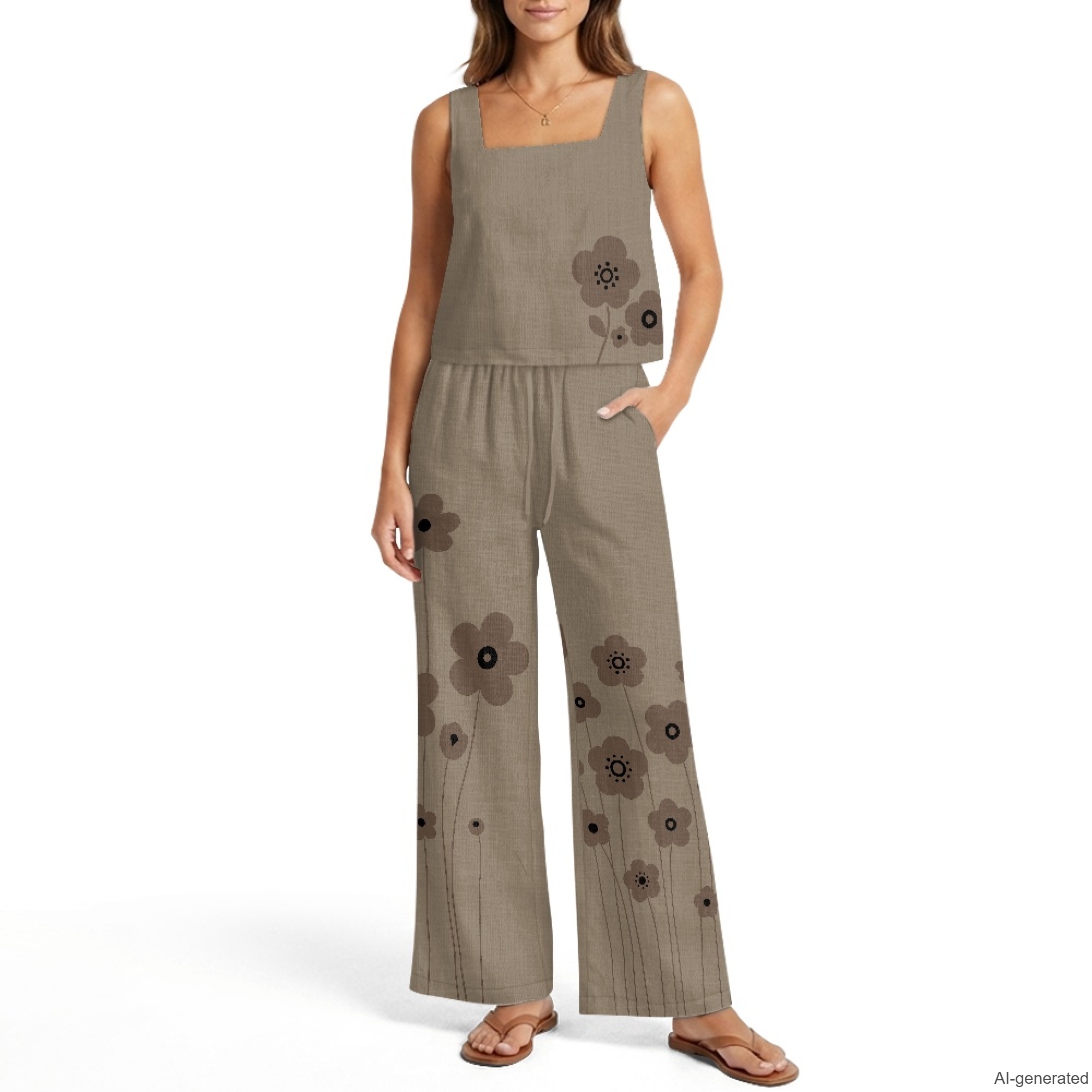 Pocket Square Set - XIXIRIMIDO Women's Linen Two Piece Floral