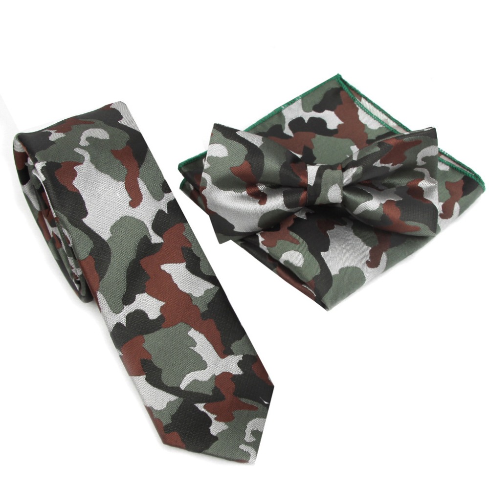 Camouflage Slim Bow Ties Set f - Skinny Tie Men 评论和价格